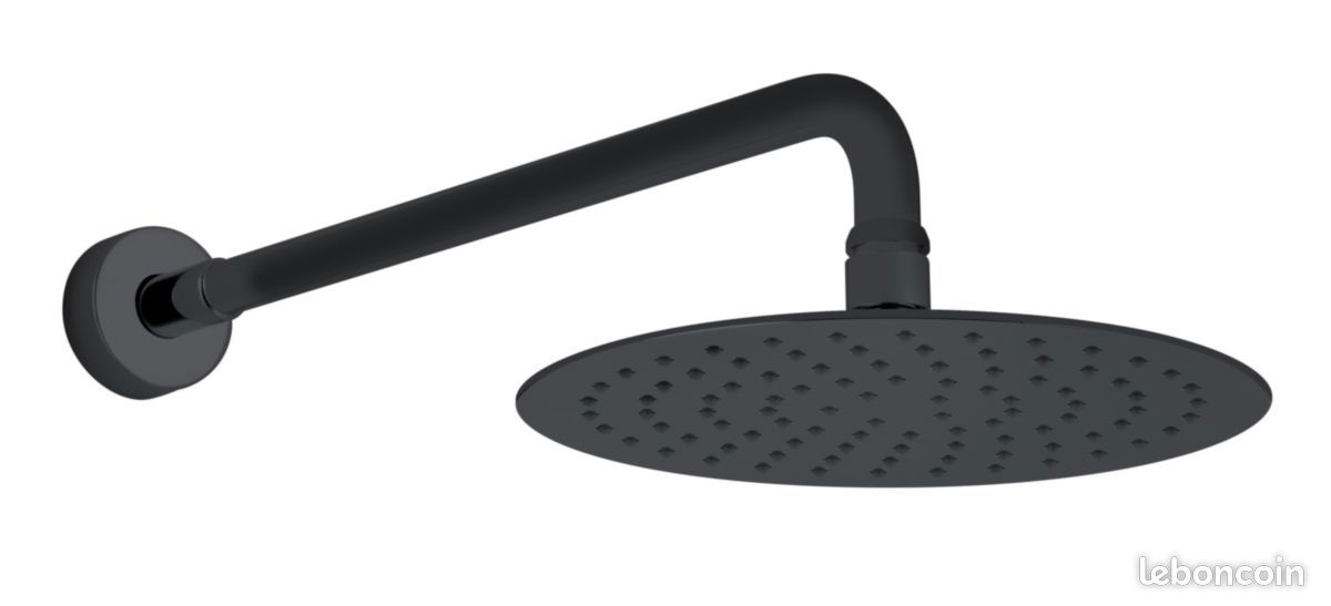 Tête de douche ronde noire alterna avec support (image 2)