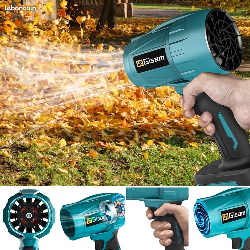Souffleur Turbo Jet Fan Gisam Neuf - 200 m/s - 1500W - 2 Batteries (image 9)