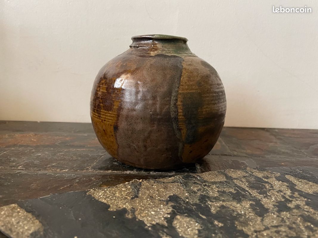 Vase boule vintage céramique grès émaillé (image 3)