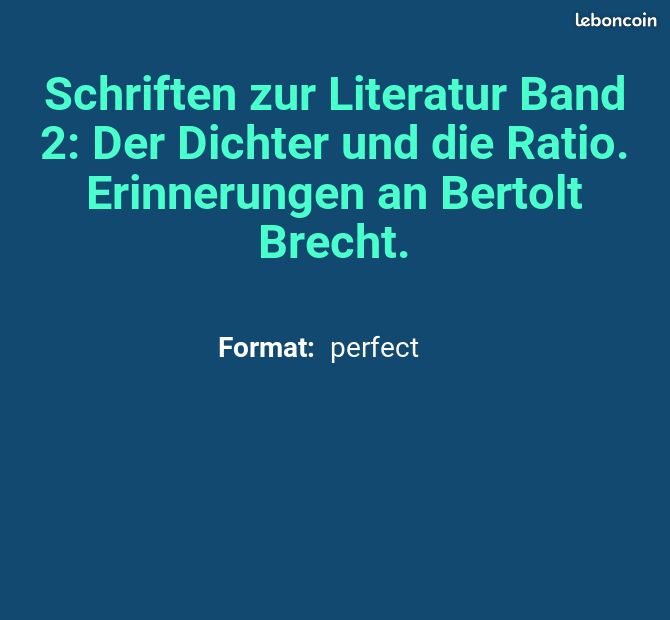 Schriften zur Literatur Band 2: Der Dichter und die Ratio. Erinnerungen an Bertolt Brecht (image 2)