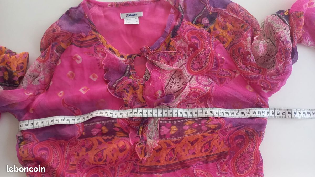 Ensemble jupe blouse Damart taille M 100% soie (image 6)