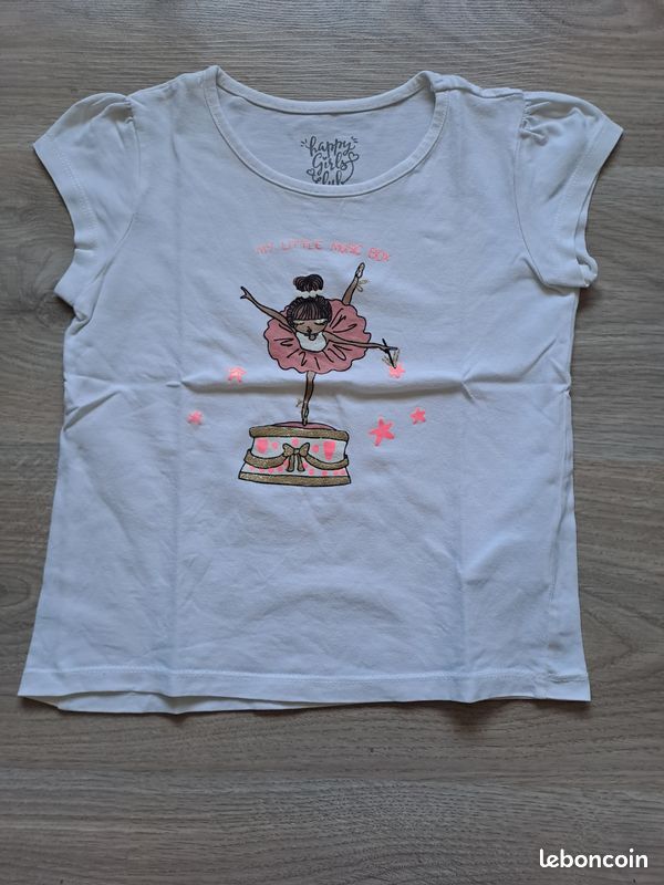 T-shirt Fille C&A - Taille 7 Ans - Rose - Occasion Très Bon état