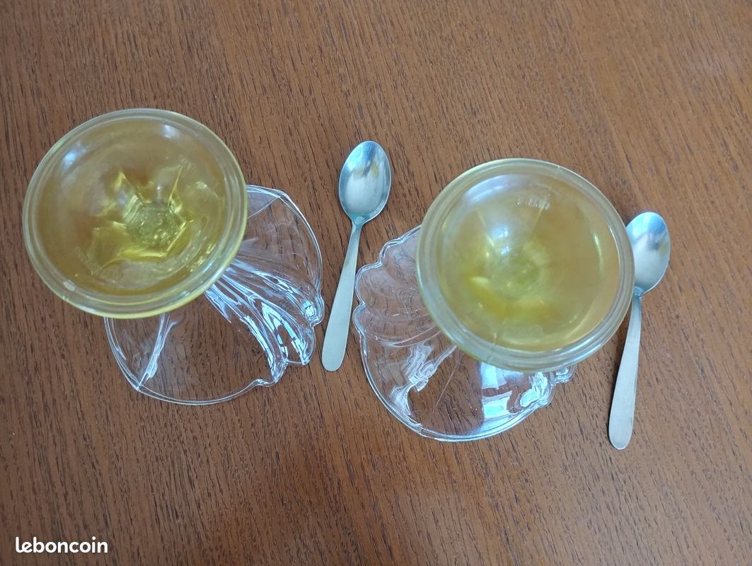 binsakao Lot de 4 bols à dessert en verre avec base en forme de fleur de 160 ml