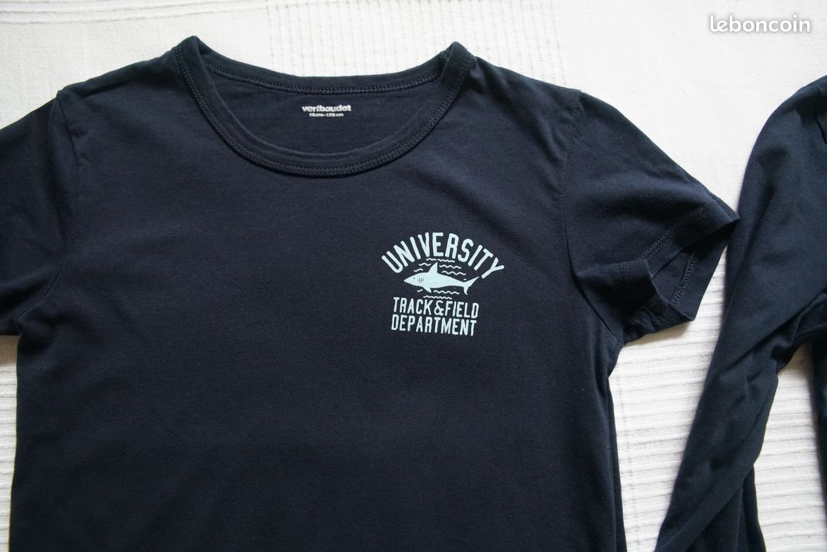 Lot 2 Tee-shirts bleus - Enfant 12 ans - Manches courtes et longues - VERTBAUDET (image 5)