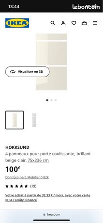 AULI 4 panneaux pour porte coulissante, miroir, 75x236 cm - IKEA