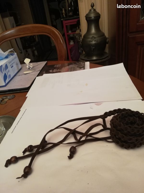 Ceinture très fine tressée marron L 110 cm (image 1)