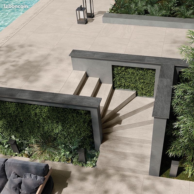 Couvertines grès cérame anthracite 30 × 60 cm avec gouttes d’eau (image 1)
