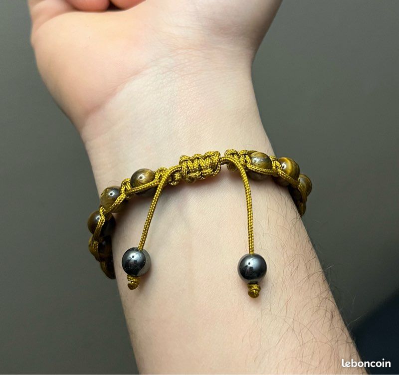 Bracelet pierres naturelles Shamballa tibétain homme femme NEUF lapis lazuli turquoise labradorite hématite œil de tigre jade Howlite (image 2)