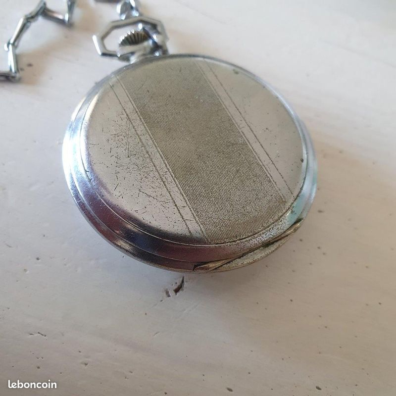 Montre à Gousset GAB Besançon (Dodane) - Années 50 - Argenté - Chronomètre Manuel - Occasion TB