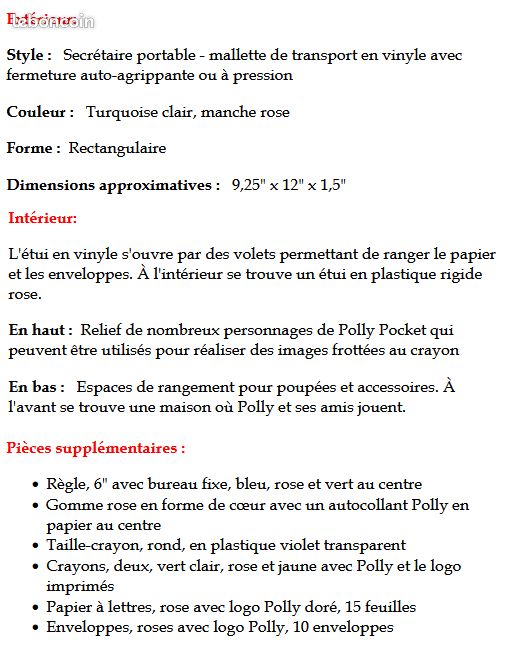 POLLY POCKET Writing Case Play Set (1990) - NEUF DANS SON EMBALLAGE SCELLÉ - Jeux & Jouets