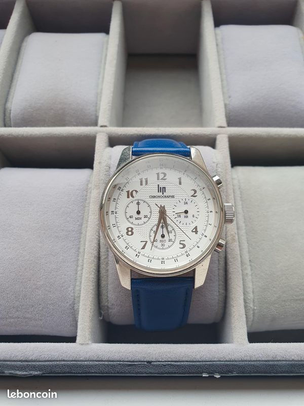 Montre LIP chronographe – cadran blanc guilloché –comme neuve (image 1)