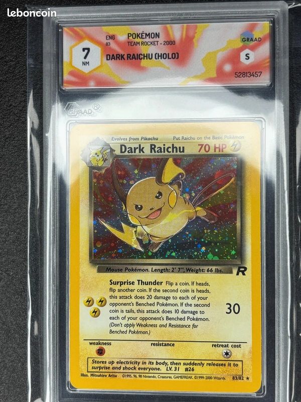 Dark Raichu Holo 83/82 - Team Rocket - Near Mint - GRAAD 7 (image 1)