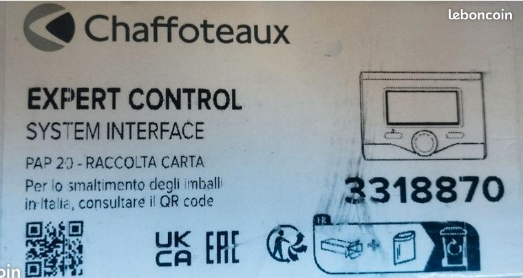 Thermostat D'Ambiance Filaire Contact Sec Programamble Easy Control Chaffoteaux Compatible Toutes Chaudieres 82856690