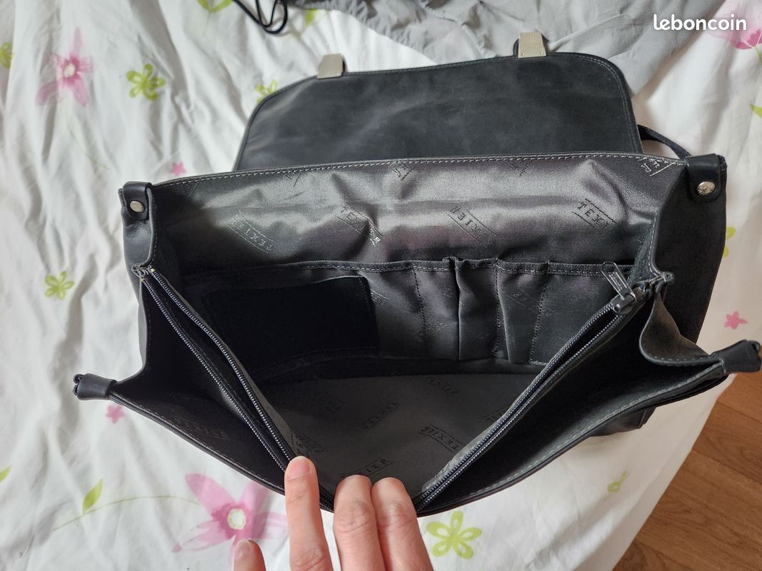 Mallette Porte-documents TEXIER En Cuir - Taille Moyenne - Noir - Neuf Avec étiquettes