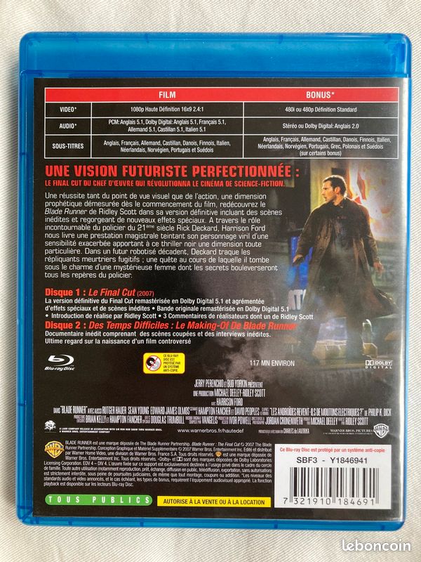 Blu ray Blade Runner édition spéciale 2 disques (image 2)