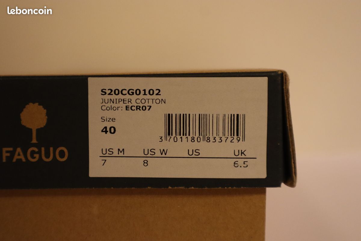 Chaussures FAGUO Juniper Cotton écru neuves taille 40 (image 4)