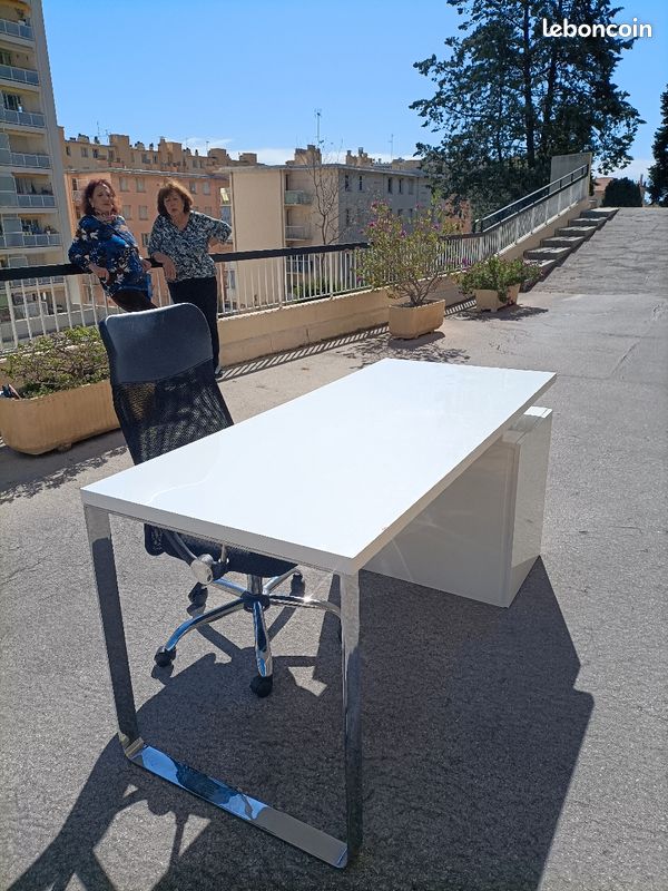Bureau Masdrovia laqué blanc 160x70 cm (image 4)