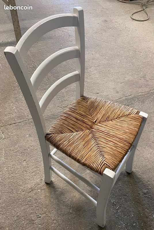Chaises blanches bois paille (image 3)