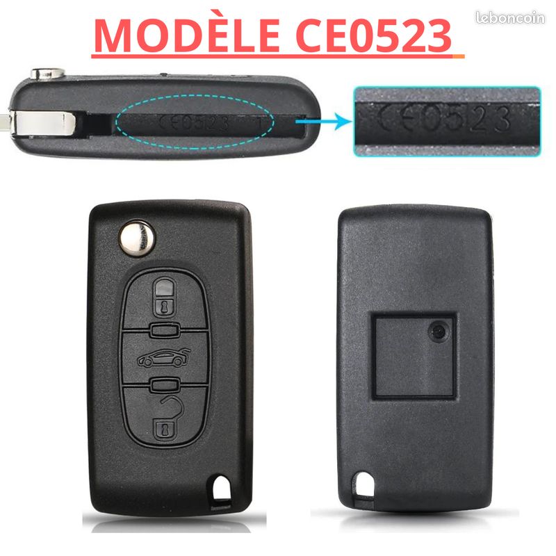 Coque Cle pour Citroën Berlingo C2 C3 C4 C4 C5 C6 Picasso Jumpy + Logo CE0523 (image 3)