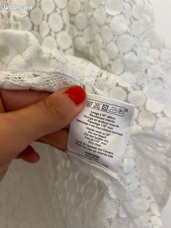 Blouse Dentelle Blanche Sézane Taille 38 - Occasion En Parfait état, Style Tunique