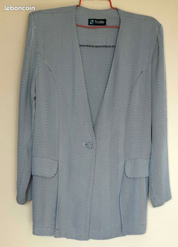 Veste à chevrons noir/blanc (image 1)