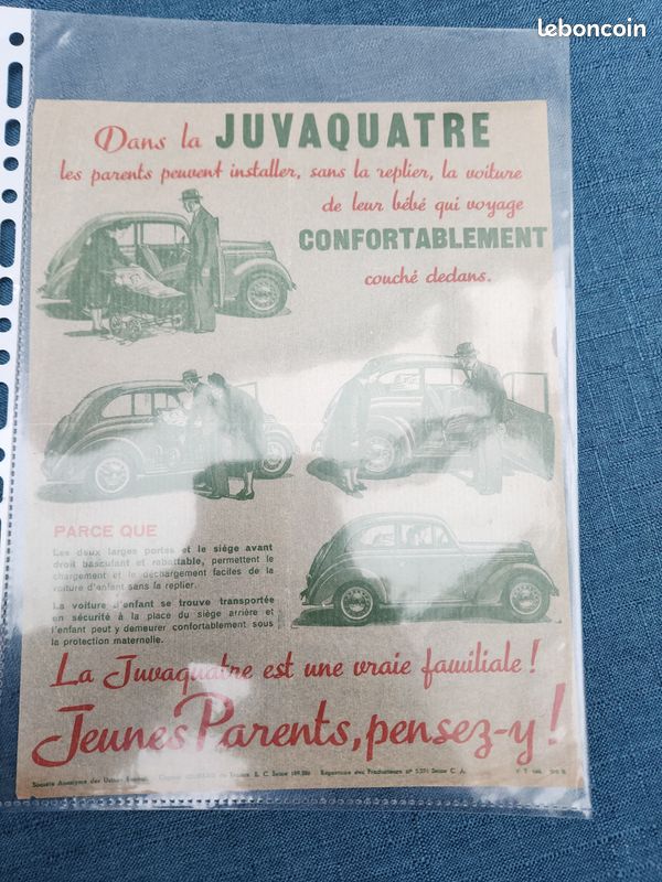 Rare feuillet publicitaire sur la Renault Juvaquatre 1939 (image 1)