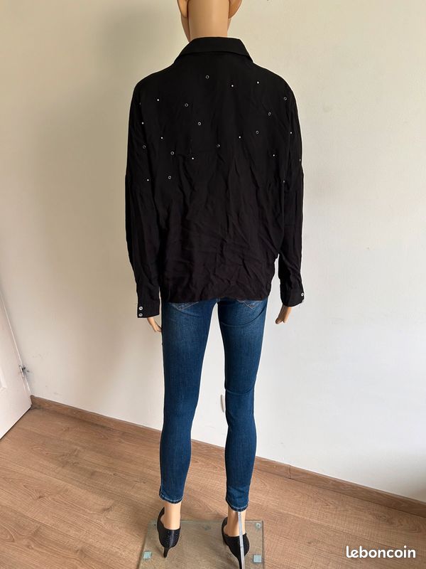 Blouse chemise noire à manches longues Kaporal taille S bon état (image 6)