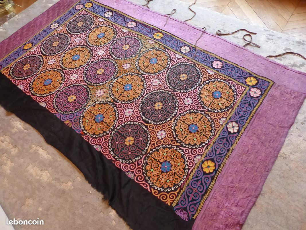 Tenture kazakhe authentique Mongolie tapis suzani broderie (image 7)