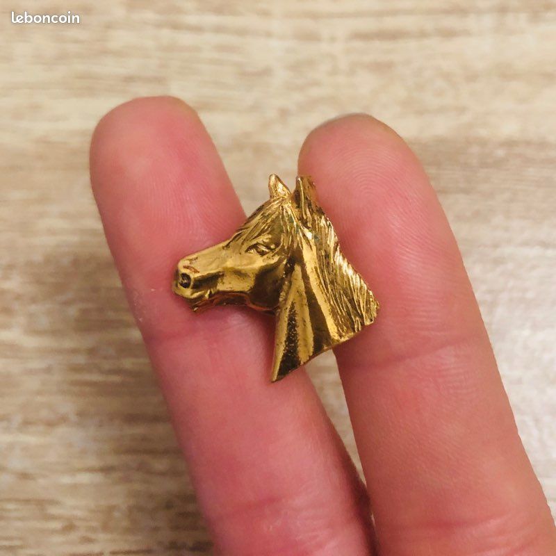 Broche Vintage Ancienne En Forme De Cheval, En Laiton - Réf. F5, Bijou Ancien D'occasion