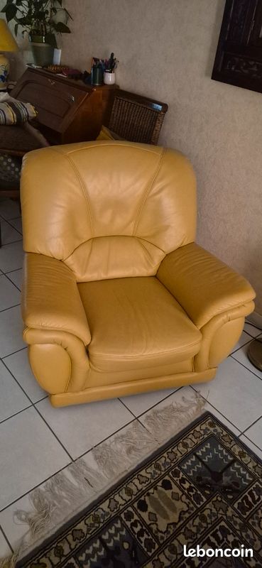 Canapé angle et fauteuil cuir veritable (image 2)