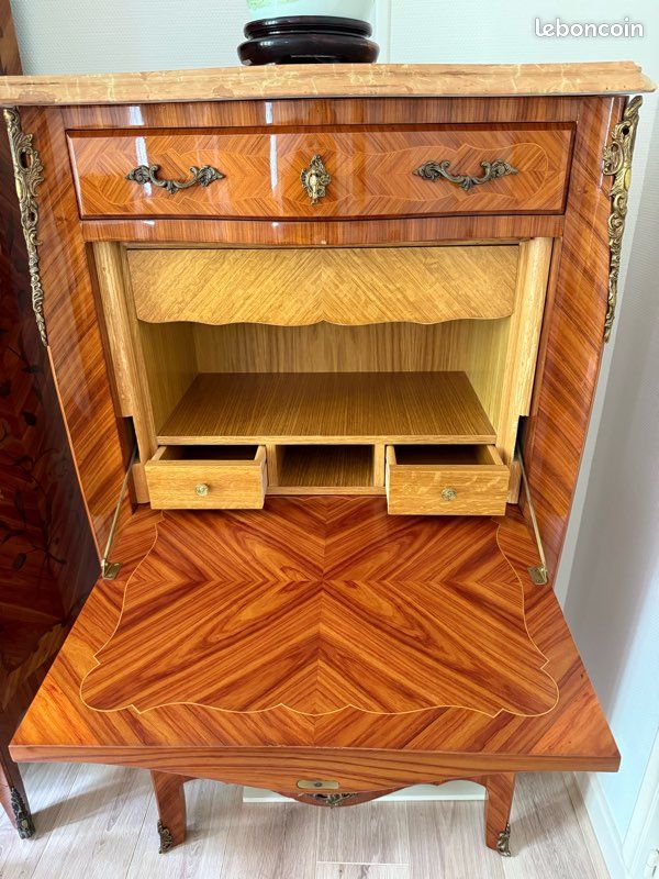 Ensemble chambre style Louis XV marqueté bois de rose (image 8)