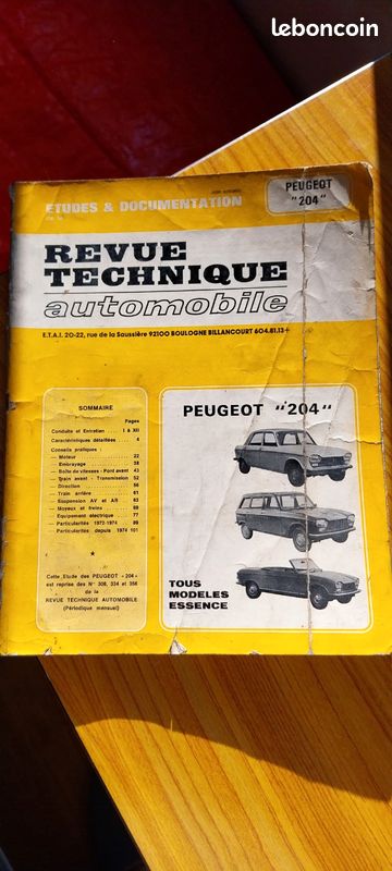Revue technique PEUGEOT 204 (image 1)
