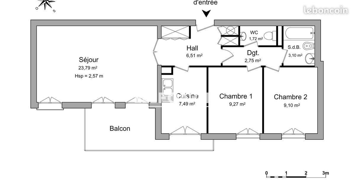 Appartement 3 pièces 64 m² · à Châtillon · 64 m² · 1 423 €/mois