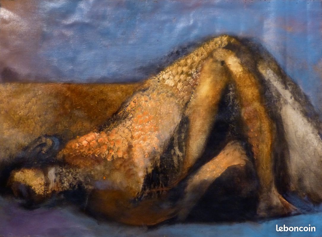 Tableau original huile sur toile: Nu couché (image 1)