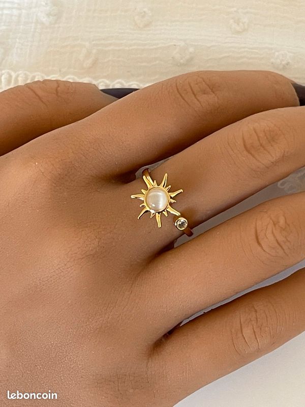 Bague spinner relaxante anti-stress avec soleil rotatif en acier inoxydable (image 3)