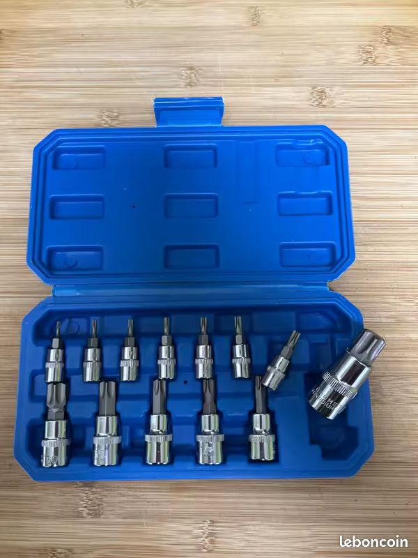 WILLKOMMEN WLot de 13 douilles Torx T8-T70 en acier S2, jeu de clés à douille, lot de 6 adaptateurs et réducteurs de douilles 1/4, 1/4, 3/8, 1/2