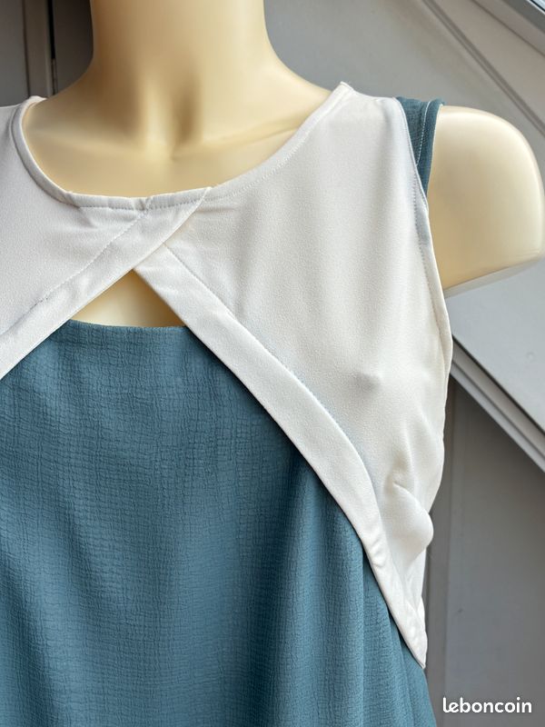 Robe chic blanche gris-bleu Mado et les Autres - T.40 - TBE (image 2)