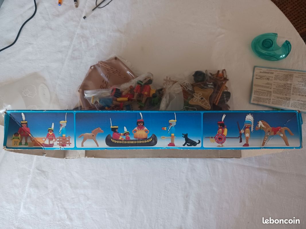 Lot Playmobil Vintage Western Indiens Set 3733 De 1989 - Chef, Canoë, Tipi