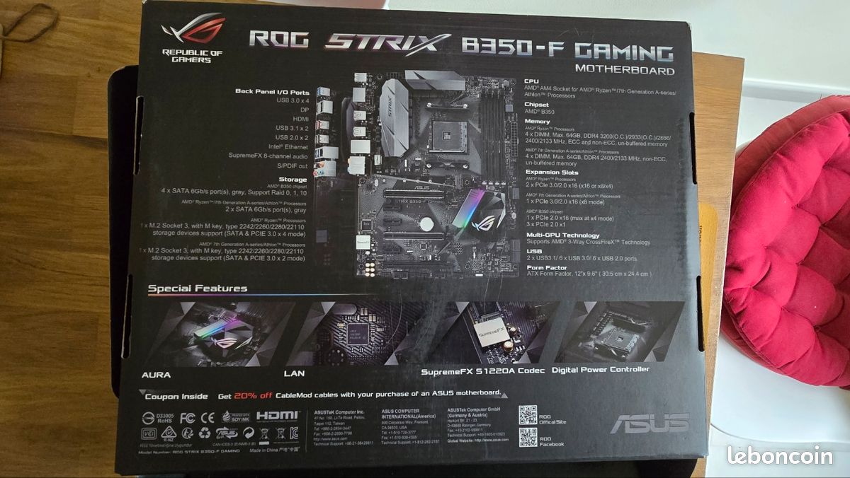 ⚠️ Kit upgrade complet AM4 – Ryzen 7 1800X + ROG Strix B350‑F + 