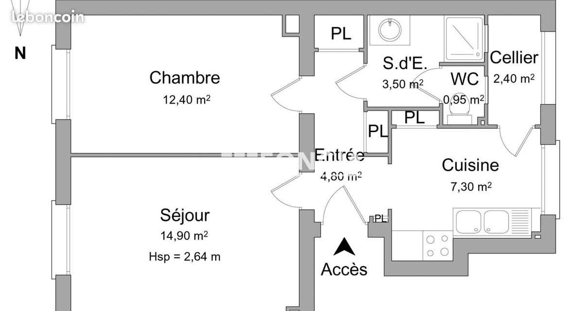 Appartement 2 pièces 46 m² · à Le Havre · 46 m² · 650 €/mois