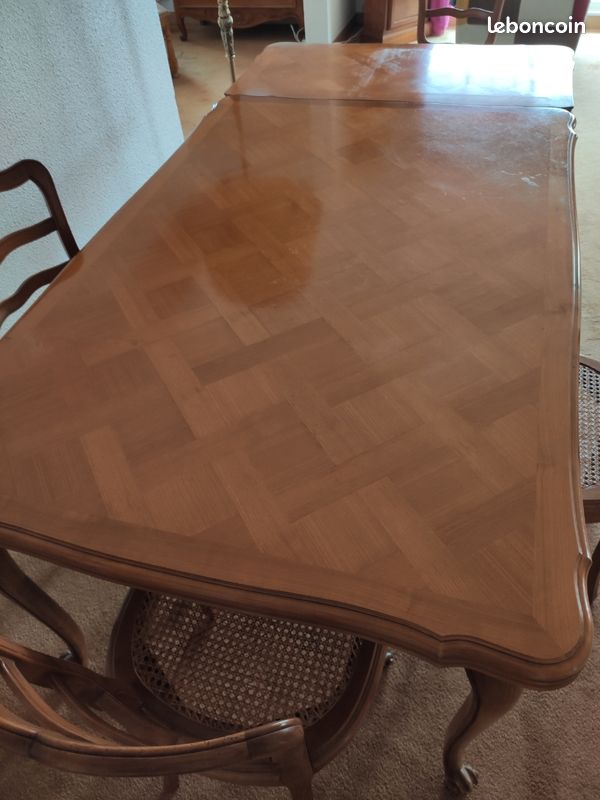 Table marquetée régence massif 4 chaises (image 4)