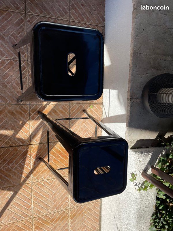 Lot de 2 Tabourets de bar en métal noir (image 2)
