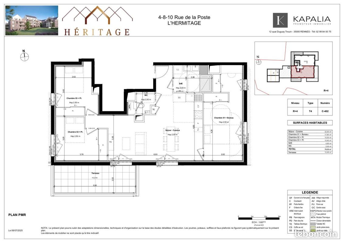 Appartement 4 pièces 78 m² · à L'Hermitage · 78 m² · 984 €/mois