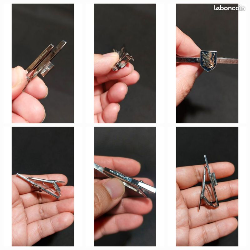 Lot De 6 Bijoux Homme Vintage Hayward - Boucliers, Pince à Cravate, Boutons De Manchette, Ton Argent/or, Occasion