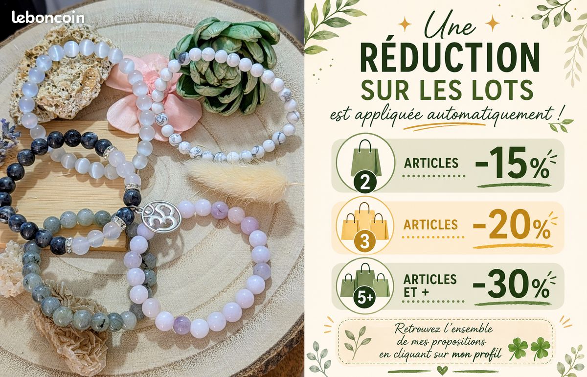 🌙 LES IMPARFAITS – Pack Lumière & Spiritualité ✨Bracelets en Pierres naturelles🌿 (Lot de 5 bracelets) (image 2)