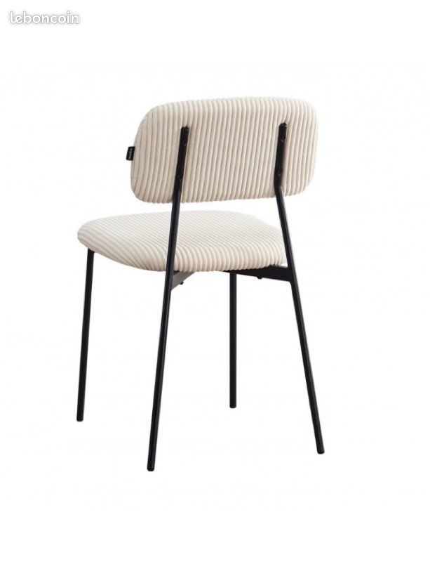 Lot 3 chaises en velours côtelé beige neuve (image 3)
