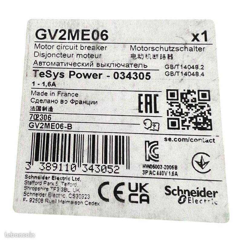Schneider electric gv2me06 / 034305 disjoncteur moteur (image 6)