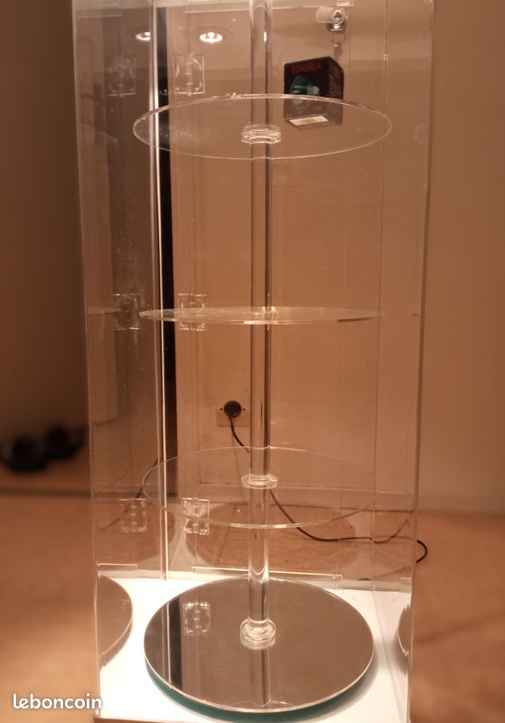 Vitrine rotative avec éclairage en acrylique - 90x28 cm (image 4)