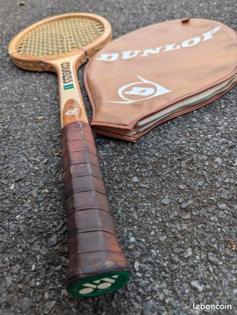 Raquette De Tennis En Bois Vintage Dunlop McEnroe Coupe Davis, Occasion