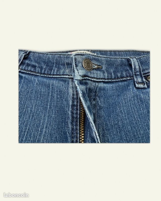 Jeans Femme Lee W34 L32 Bleu Coton Bon état Relaxed Court Uni Taille normale (image 4)